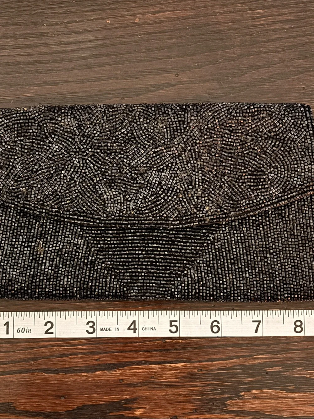 Vintage Schildkraut Black Beaded Clutch - Made in Japan